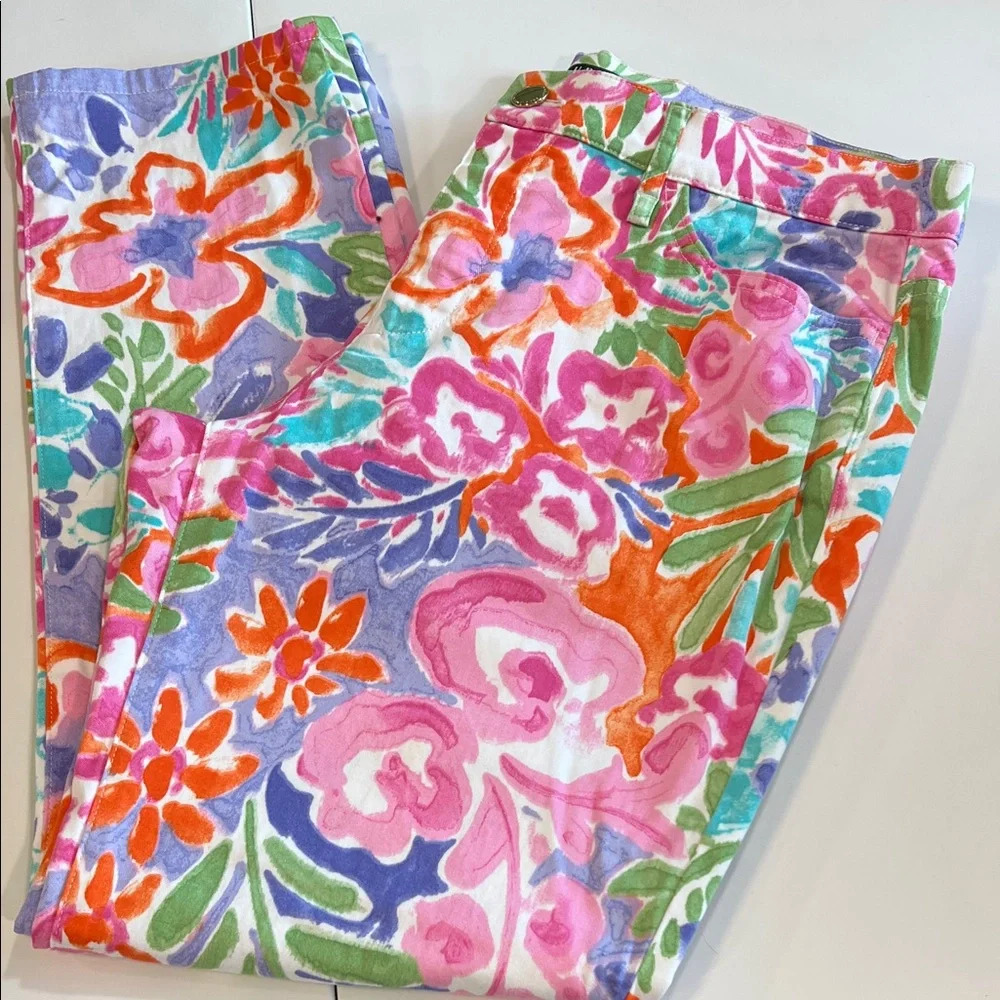 Lauren Ralph Lauren‎ - 12P, Pink/Orange/Green/Purple stretch cropped pants